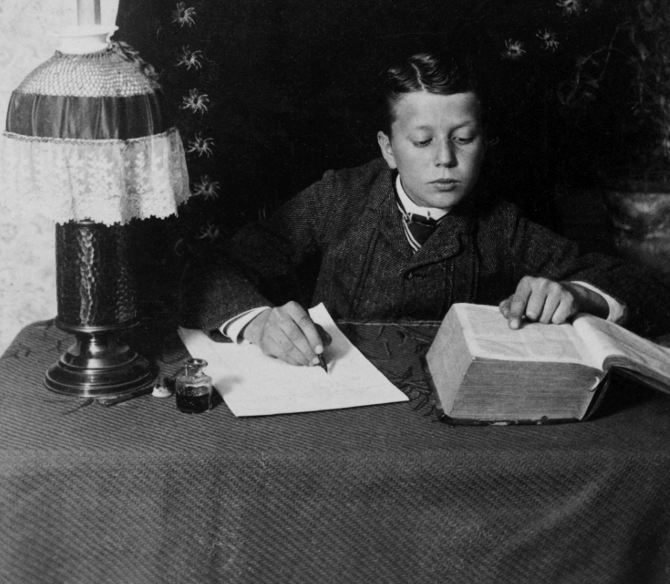 A gif of a kid studying