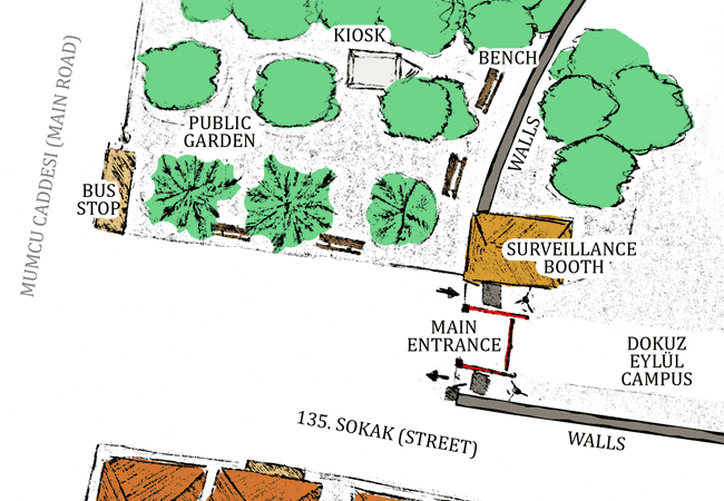 A map of the kiosk area